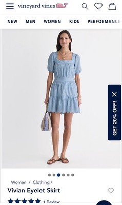 Vineyard Vines Vivian Blue Floral Eyelet Embroidered Mini Skirt NWT XS