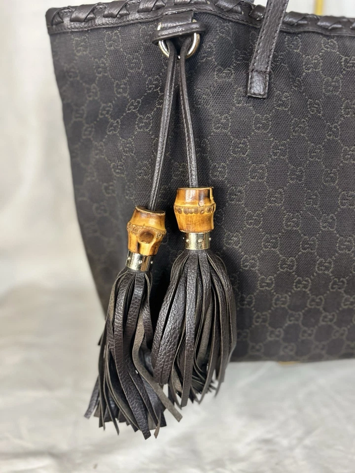 Gucci Bamboo Tassel GG Canvas Tote Bag – Brown Canvas Leather - Image 3 of 4