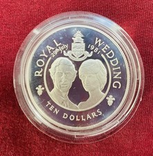 1981 Cayman Islands $10 Silver Proof 925 28g Charles & Diana Royal Wedding
