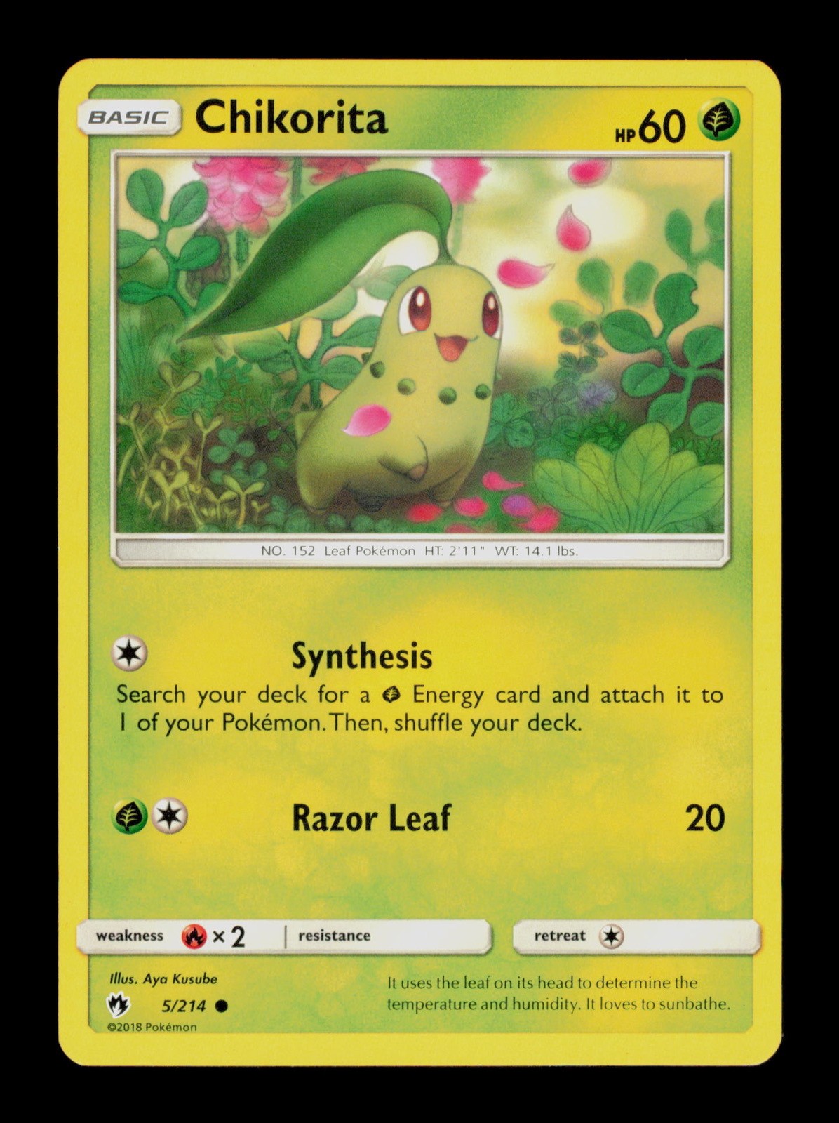 Chikorita 5/214 Pokemon Lost Thunder Trading Card TC