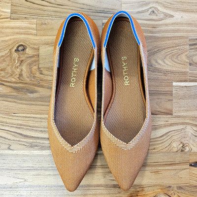 Rothy's The Point Ballet Flats, Size 8.5, Amber/Burnt Orange