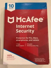 McAfee Internet Security Antivirus 10 Devices 1 Year Subscription Code OPEN BOX