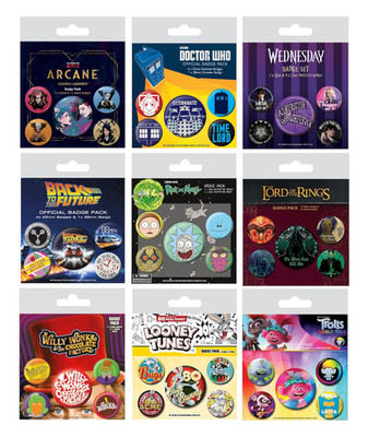 5 Stück Button Badge Pack - Original Marken TV Serie Film oder Animation Badges