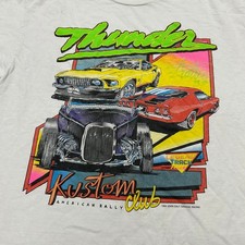 J. Galt T-Shirt Womens OS White Cotton Thunder Kustom Club Rally USA Made Tee