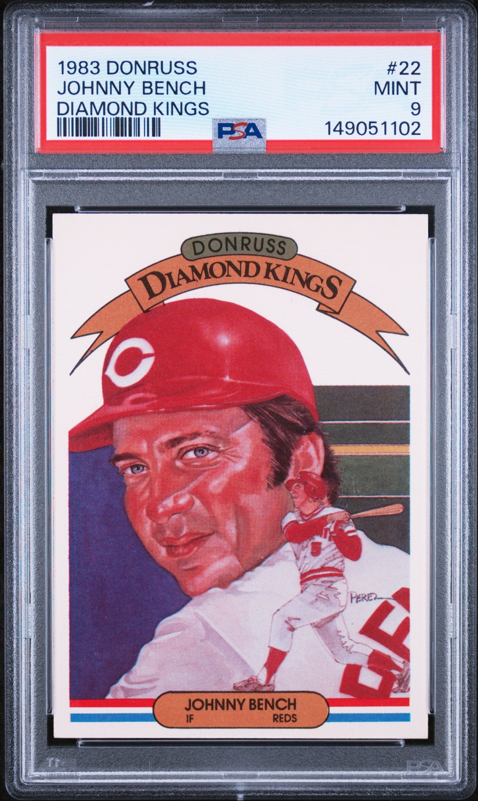 1983 DONRUSS DIAMOND KINGS #22 JOHNNY BENCH PSA 9