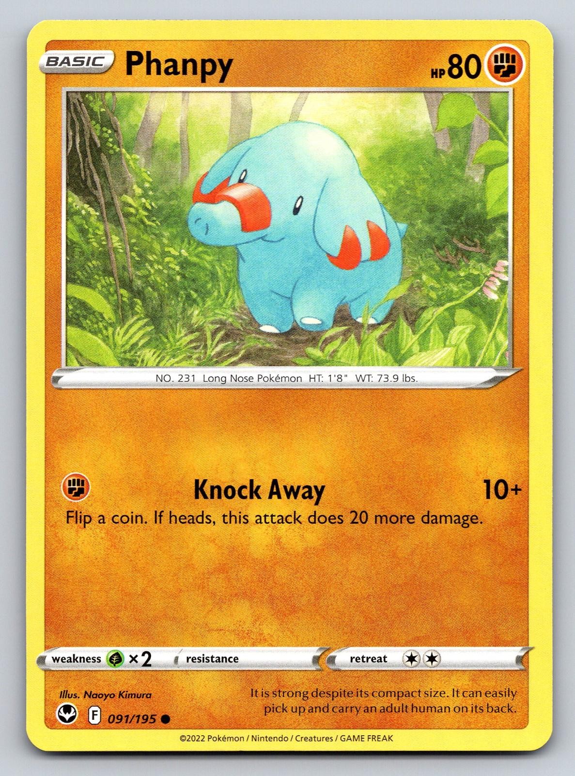 Phanpy 091/195 Common Silver Tempest Pokemon Near Mint