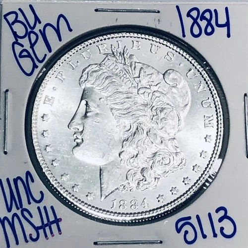 1884 BU UNCIRCULATED MORGAN SILVER DOLLAR AUTHENTIC U.S. MINT FREE SHIPPING 5113