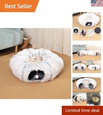 Luxurious Soft Plush Cat Tunnel with Cozy Hideaway Bed for Playful Cats
