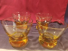 Libbey MCM Esquire Forever Yellow Gold Ombre  Whiskey Glasses Set of 4 Vintage 