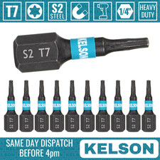 10 x T7 Torx 25mm 1" Impact Screwdriver Bits Star Magnetic 1/4" Universal KELSON