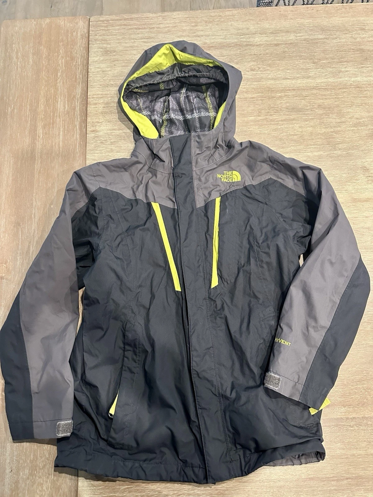 The North Face Boys Shell Jacket (Size M 10/12 Two Tone Black & Gray Full Zip