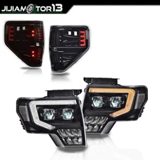 Fit For 2009-2014 Ford F150 Pickup Dual LED Projector Headlights w/ Tail Lights 