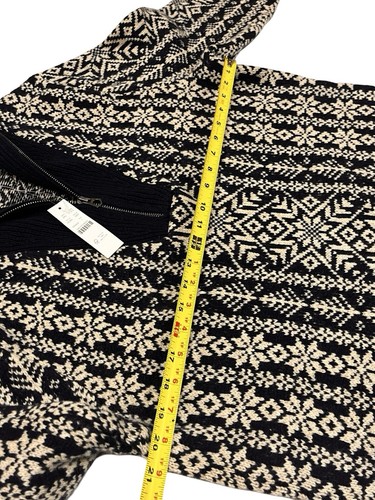 NUEVO CON ETIQUETAS J.Crew Suéter Fair Isle Lana de Cordero Media Cremallera Azul Marino Profundo Madera de Haya Pescador L - Imagen 4 de 8