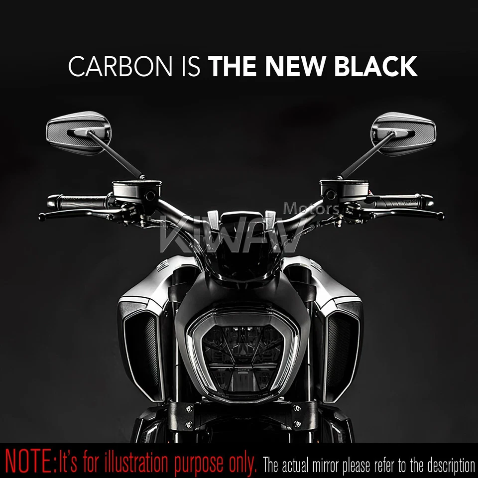 Side Mirrors MAMBA Black Carbon fits Custom Scooter ATV Ebike (M8/ 8mm adapters) - Imagem 4 de 4