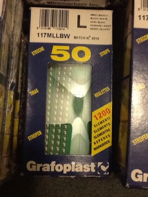 Grafoplast 117MLLBW LETTER ''L'' 50 Strips NEW IN BOX Wire Markers