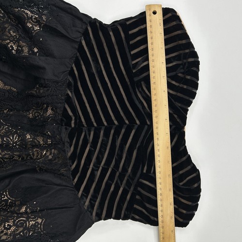 Vestido midi Free People Dark Fairy talla 6 negro terciopelo encaje bruja caprichoso gótico DEFECTUOSO - Imagen 6 de 12