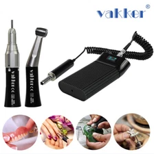 Dental Portable Electric Polish Micro Motor w/ Straight Contra Angle Handpiece