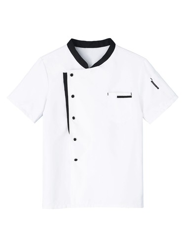 Men's Chef Coat Short Sleeve Button Down Jackets Restaurant Kitchen Uniform Tops - Picture 10 of 27