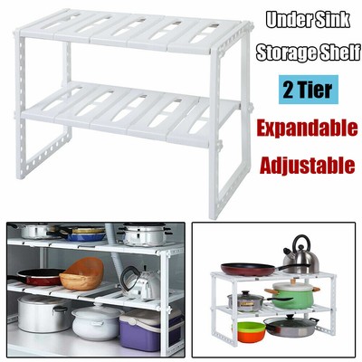 Adjustable Kitchen Bathroom Under Sink Rack Shelf Unit Organiser Storage Tidy