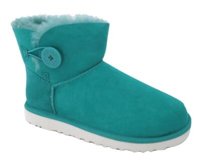 New NIB Ugg Classic Mini Bailey Button Boots Neon Jade Green w