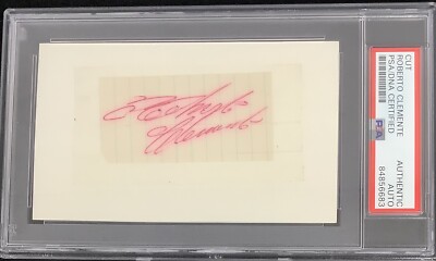 MLBタイ・カップ　直筆サインカット Roberto Clemente Signed Index Card Baseball Cut Autograph