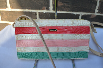 NWT $255 BRAHMIN SIENNA SUNGLOW CAYO COCO CROSSBODY LEATHER red green pink