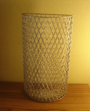 VINTAGE 70'S ANCIENNE POUBELLE MÉTALLIQUE DEMI CERCLE 