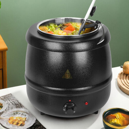 10L Black Commercial Soup Kettle Warmer Stainless Steel For Buffet Restaurant - Picture 4 of 11