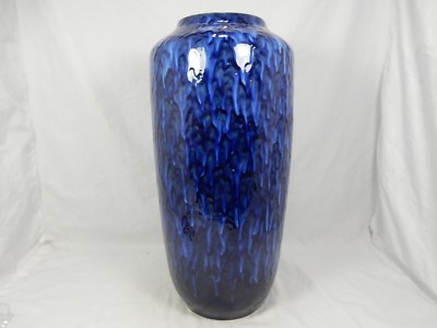 Dripped blue & white  '' Lava '' glaze 70´s Scheurich Keramik Vase 517 - 45