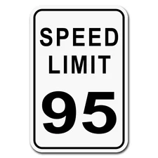 Speed Limit 95 - 8" x 12" Aluminum Sign - Street Sign, Road Sign, Transportation