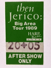 Then Jerico Aftershow Pass Mark Shaw Original the Big Area Tour 1989