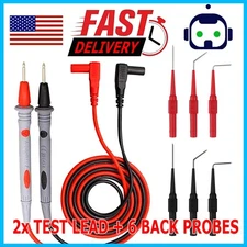 8Pcs Automotive Back Probe Kit Multimeter Test Leads Alligator Clips Wire Tool