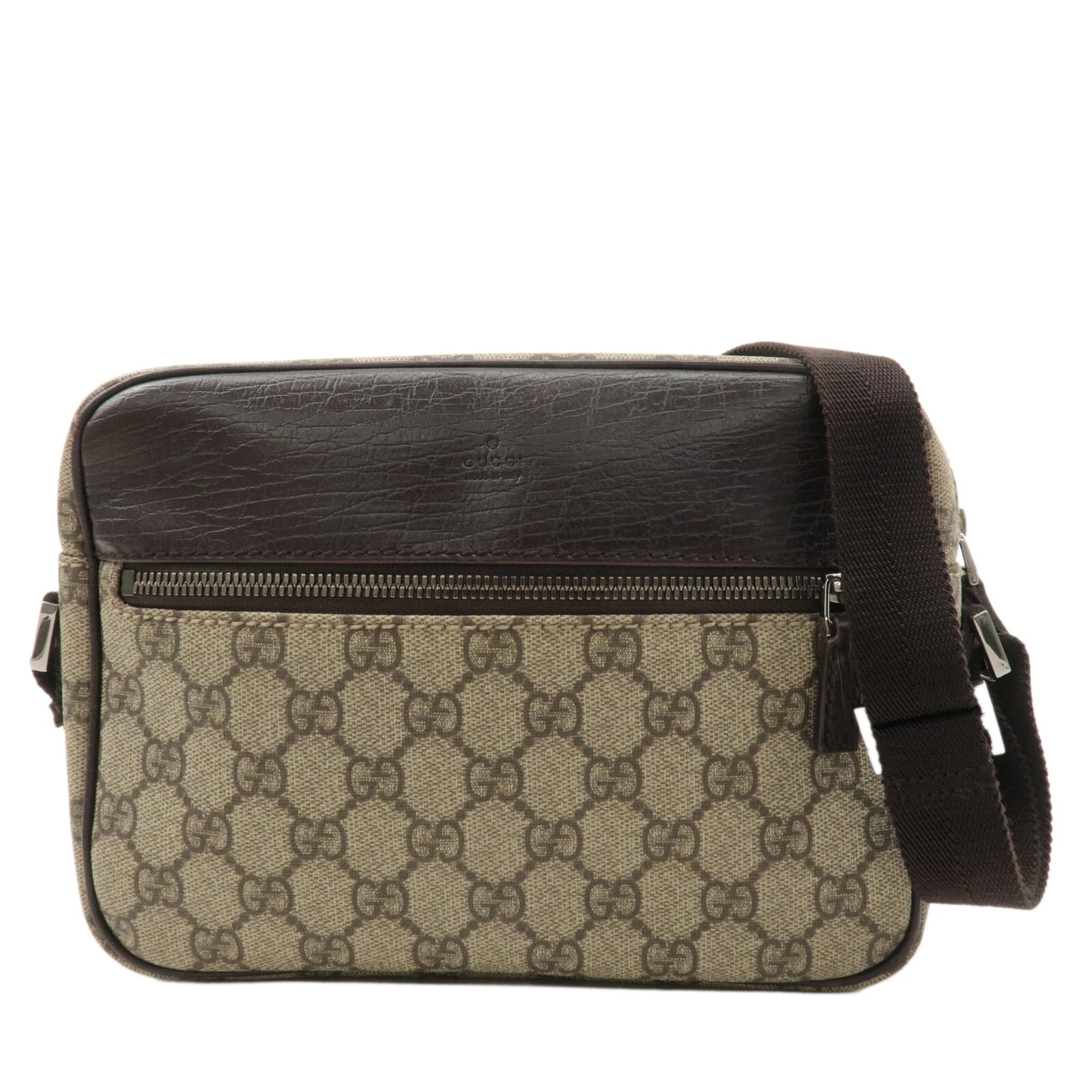 Authentique sac à bandoulière GUCCI GG beige marron cuir suprême 114291 occasion