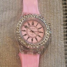 Fashion Men Women Wrist Watch LED Backlight. Quartz Silicone Band Sport. PINK