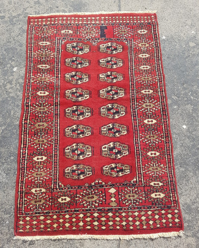 Vintage Hand Made Traditional Rug Oriental Wool Multicolor Carpet 126x81 cm