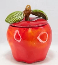 Vintage California Pottery Red Apple 8488 Cookie Jar Farmhouse Country