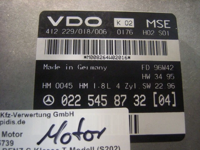 405739 Centralina Motore Mercedes-Benz Classe C T-Modello (S202) 0225458732 - Immagine 3 di 3