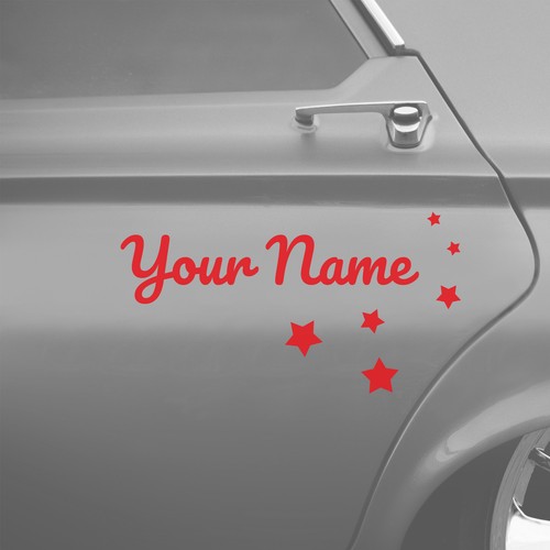 2 x Custom Car Name Stickers With Shapes - Curly Style - Picture 7 of 19