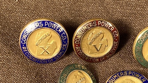 Lot of 5 Vintage Enamel Service Pin Consumer Power Co of Michigan Electric Co. - Picture 4 of 10