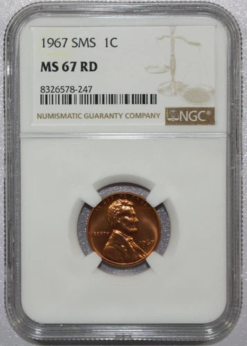 1967 SMS LINCOLN MEMORIAL CENT NGC CERTIFIED MS67 RD PQ NICE!