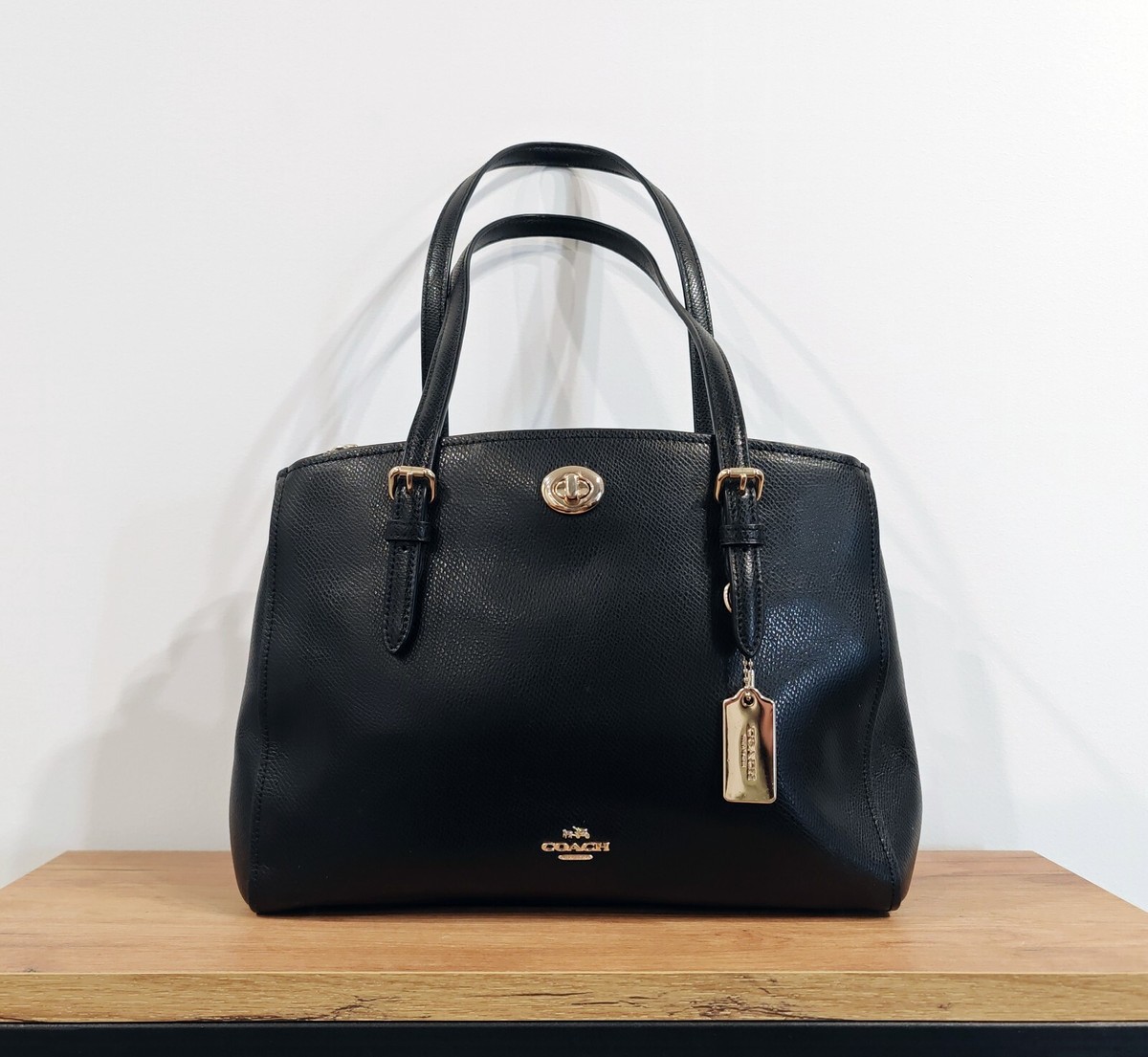COACH Carryall Turnlock Black Leather Bag Handbag | eBay
