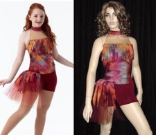 Sandstorm Child Large Dance Costume Skirted Biketard w/Side Ruffle