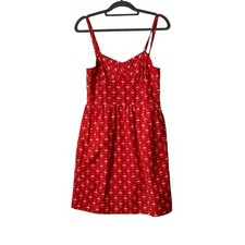 J.Crew Mini Sun Dress Women Sz 6 Red Speckled Lined Adjustable Straps