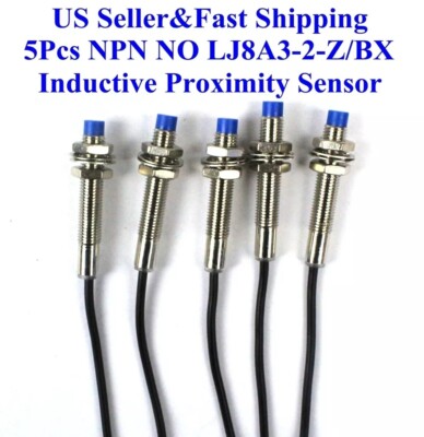 5Pcs NO LJ8A3-2-Z/BX Inductive Proximity Sensor Switch NPN DC6V-36V US