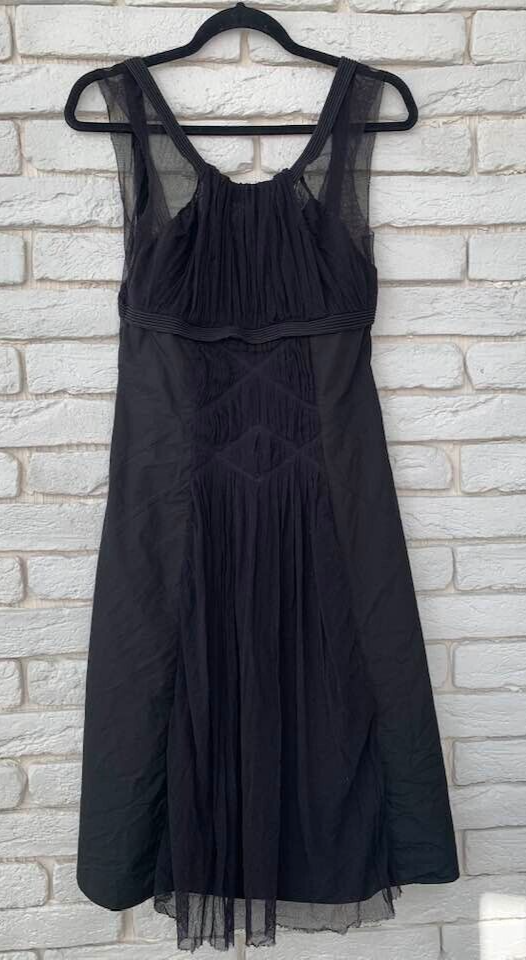 SPORTMAX MAX MARA A-LINE COTTON OPEN BACK MESH ELEMENT BLACK DRESS SIZE US  10 | eBay