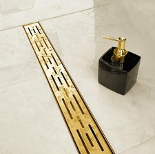 Neodrain 36-in Brushed Brass Rectangular Linear Shower Drain - Brickwork Pattern