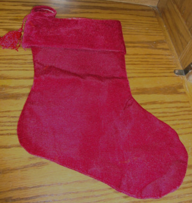 Vintage Greenbrier Plush Burgundy Red 15.5''x11.5'' Christmas Stocking tassel AA17