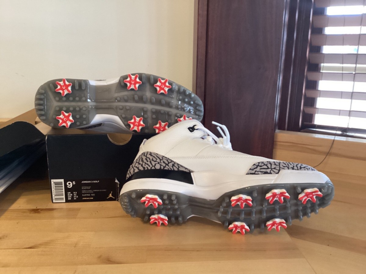 Size 9.5 - Air Jordan 3 Golf White Cement for sale online | eBay