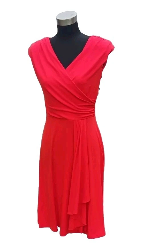 Abito limitato Alyx taglia S arancione arricciato collo a V casual donna guaina a maglia NUOVO $60