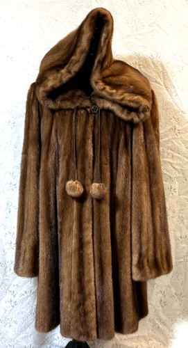 Vintage Lunaraine Hooded Mink Fur Swing Coat; Plus Size: 1XL/2XL